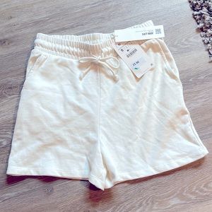 Zara White Comfy Sweat Short Drawstring